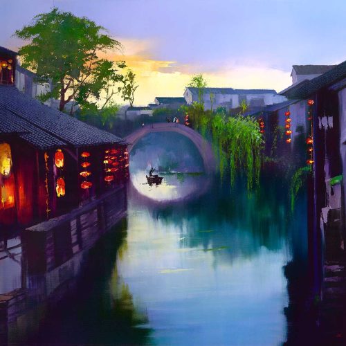 古镇晚景