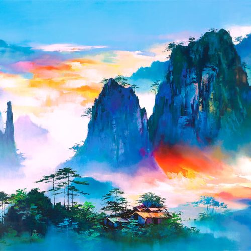 蓝色山上（三联幅）