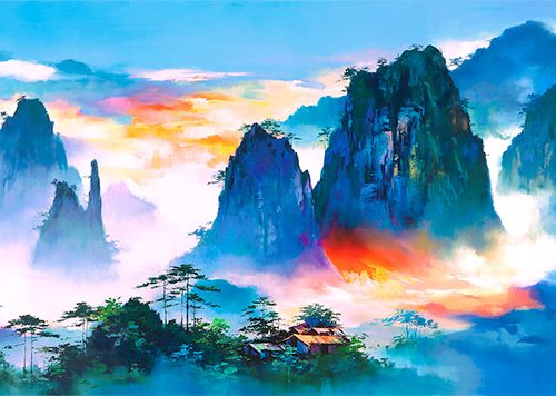 蓝色山上（单幅）